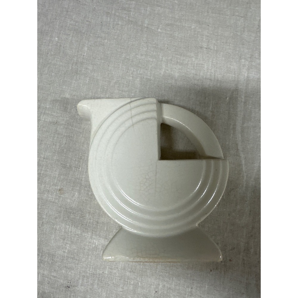Vintage Art Deco Geometric Ceramic Mini Pitcher Creamer Made in Japan White